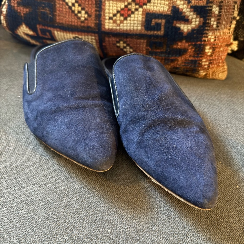 Jenni Kayne Dark Blue Suede Mules - Picture 3 of 9